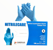 Load image into Gallery viewer, NITRILECARE Examination Gloves LATEX+POWDER FREE (size S-M) ( BUY 1 CASE GET 1 FREE BOX)
