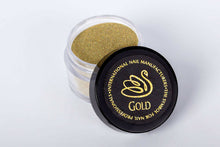 Load image into Gallery viewer, INM Northern Lights Holographic Gold Glitter Acrylic Nail Powder 0.5 oz