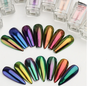 Load image into Gallery viewer, Liquid Type Mirror Chrome Powder Metallic Nail Gel Pearl Nail Polish Semi-permanent  Glitter Manicure Design
