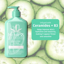 Load image into Gallery viewer, Hempz body lotion- Cucumber &amp; Aloe Herbal Body Moisturizer with Ceramides + B3
