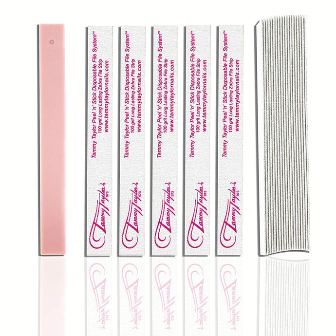 Pack Of 25ct Tammy Taylor - Peel 'N' Stick Disposable Zebra NAIL FILE - Grit 100