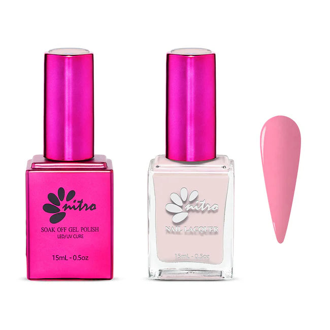 Nitro Duo Gel Polish & Matching Nail Lacquer - A019 Dark Pink
