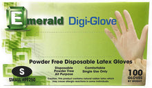 Load image into Gallery viewer, Emerald Digi-Gloves, Powder Free Disposable Latex Gloves (XSmall)
